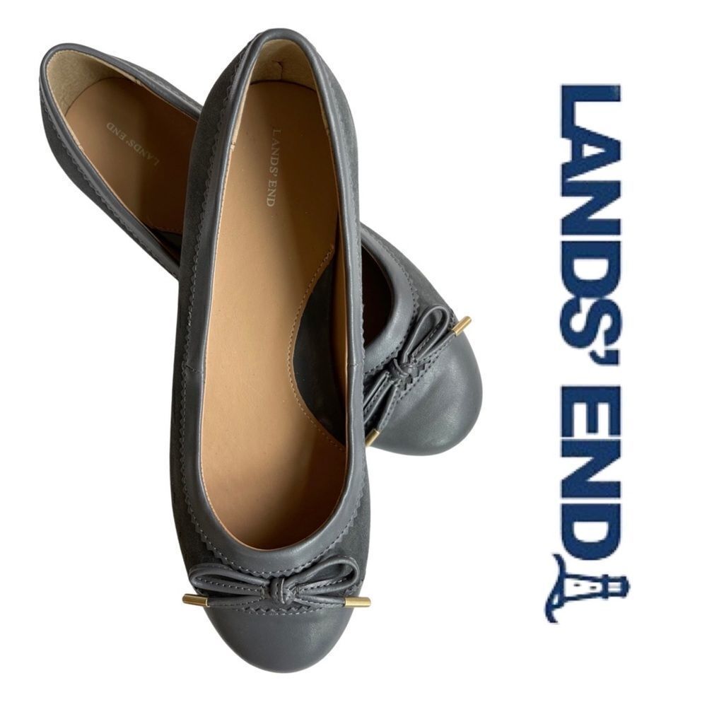Lands' End Women's, “Bianca” Gray Suede Ballet Flat Shoes Size 6.5 •  NWT